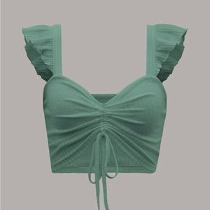 Brand Shein | EZ wear Ruffle Strap Ruched Bust Drawstring Crop Top | Size S